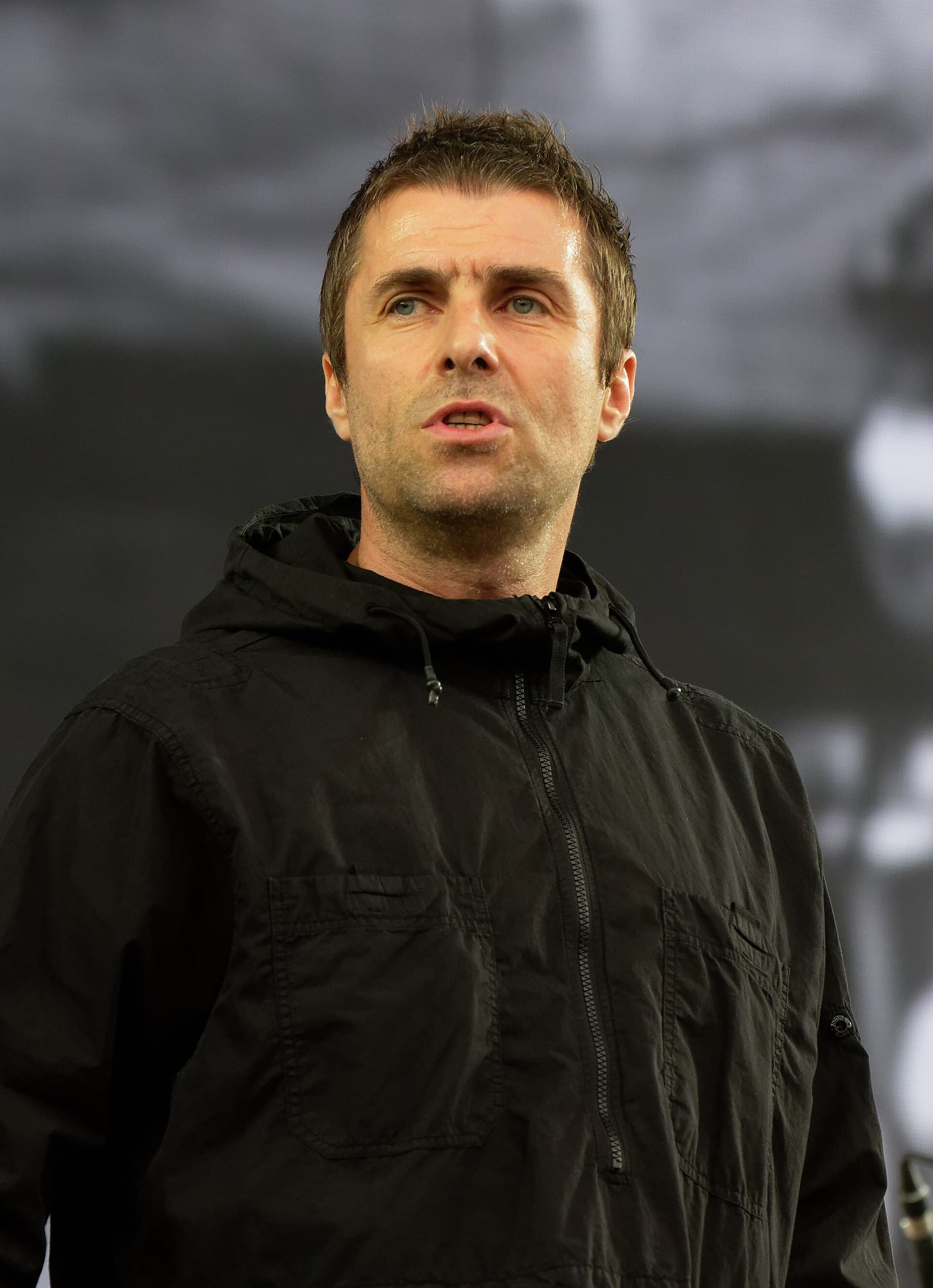Liam Gallagher en concert lors du festival des vieilles charrues 2018.