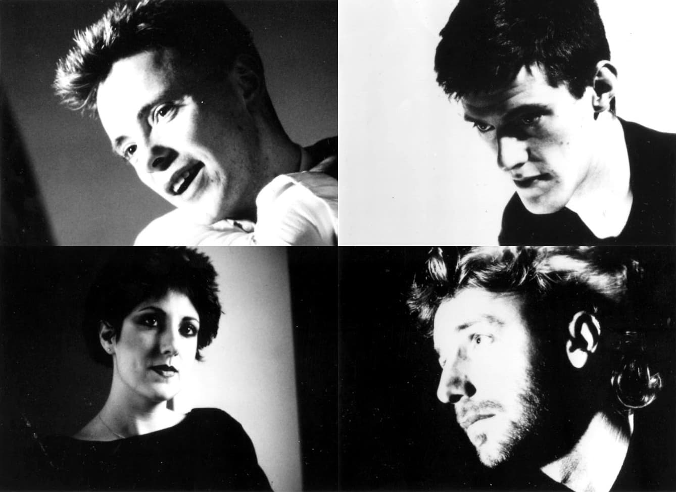 Individual portraits of the band New Order used to publicize their 1985 album, Low-Life. Clockwise from top left: Bernard Sumner, Steven Morris, Peter Hook and Gillian Gilbert.