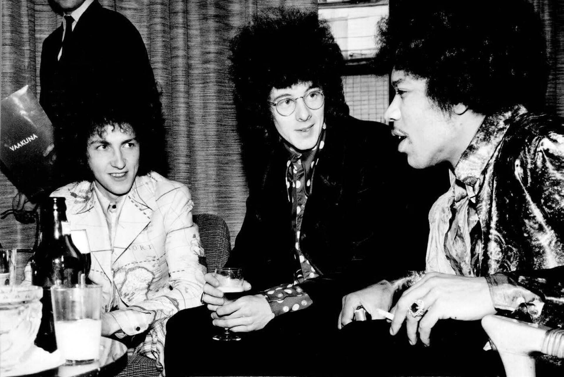 The Jimi Hendrix Experience performed in Helsinki. Here seen before or after the concert at Hotelli Vaakuna.