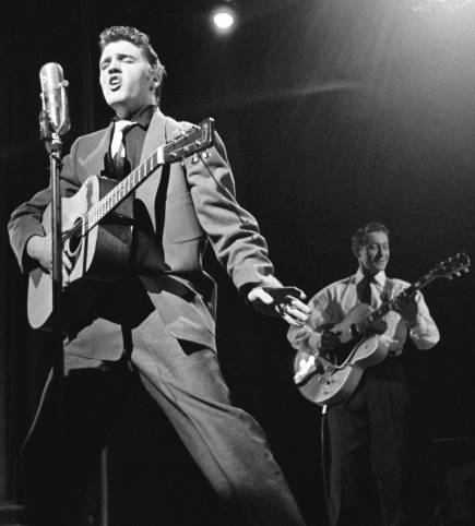 Elvis Presley with guitarist Scotty Moore