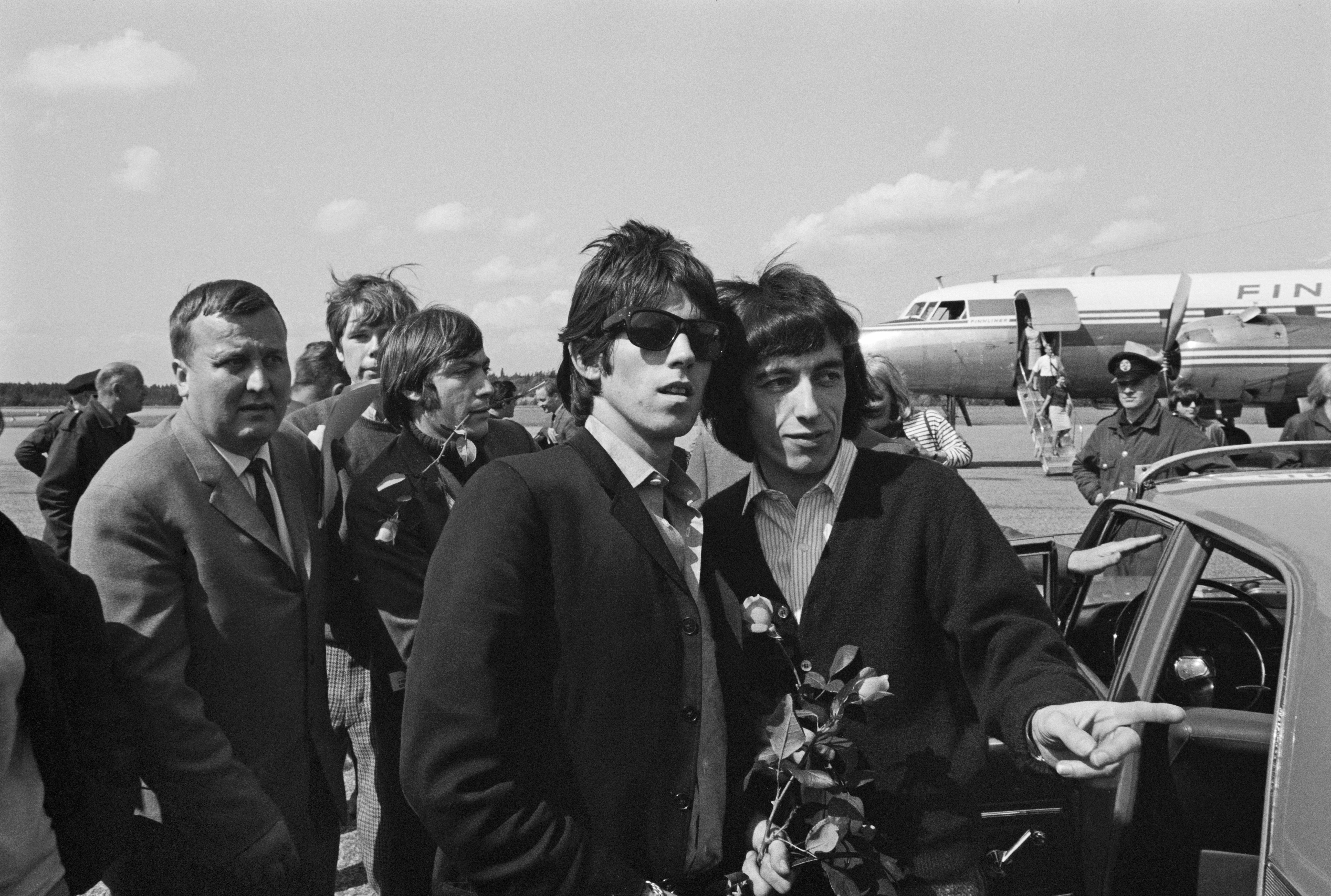 Keith Richards, Bill Wyman, and Charlie Watts at Turku Airport, 25 June 1965