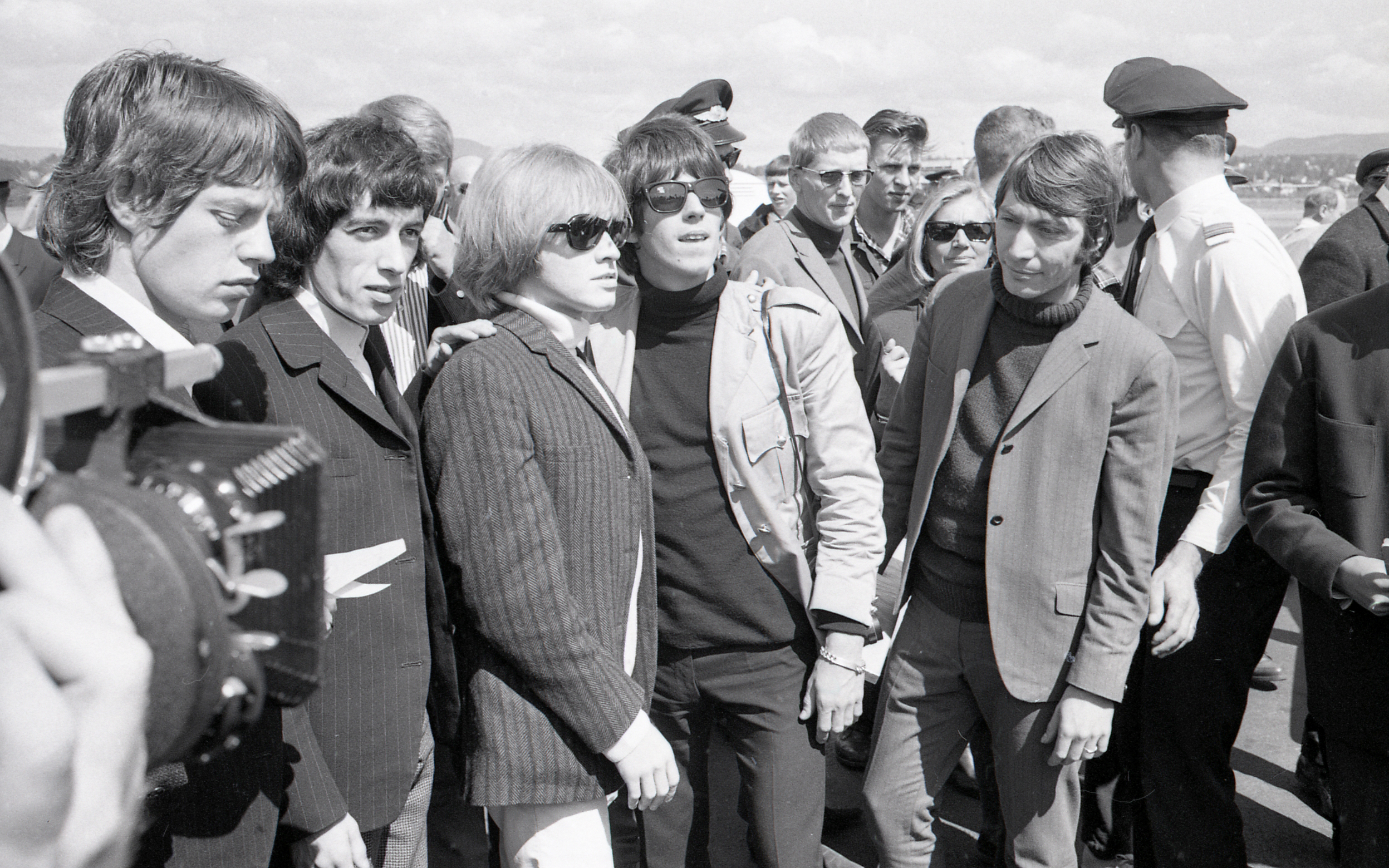 The Rolling Stones arrive at Fornebu Airport, Oslo, June 1965